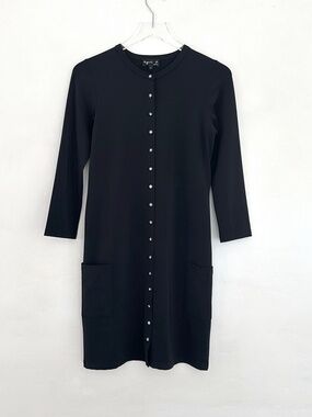 Agnes B. black snap button dress cardigan top vintage 90s 1 XS S